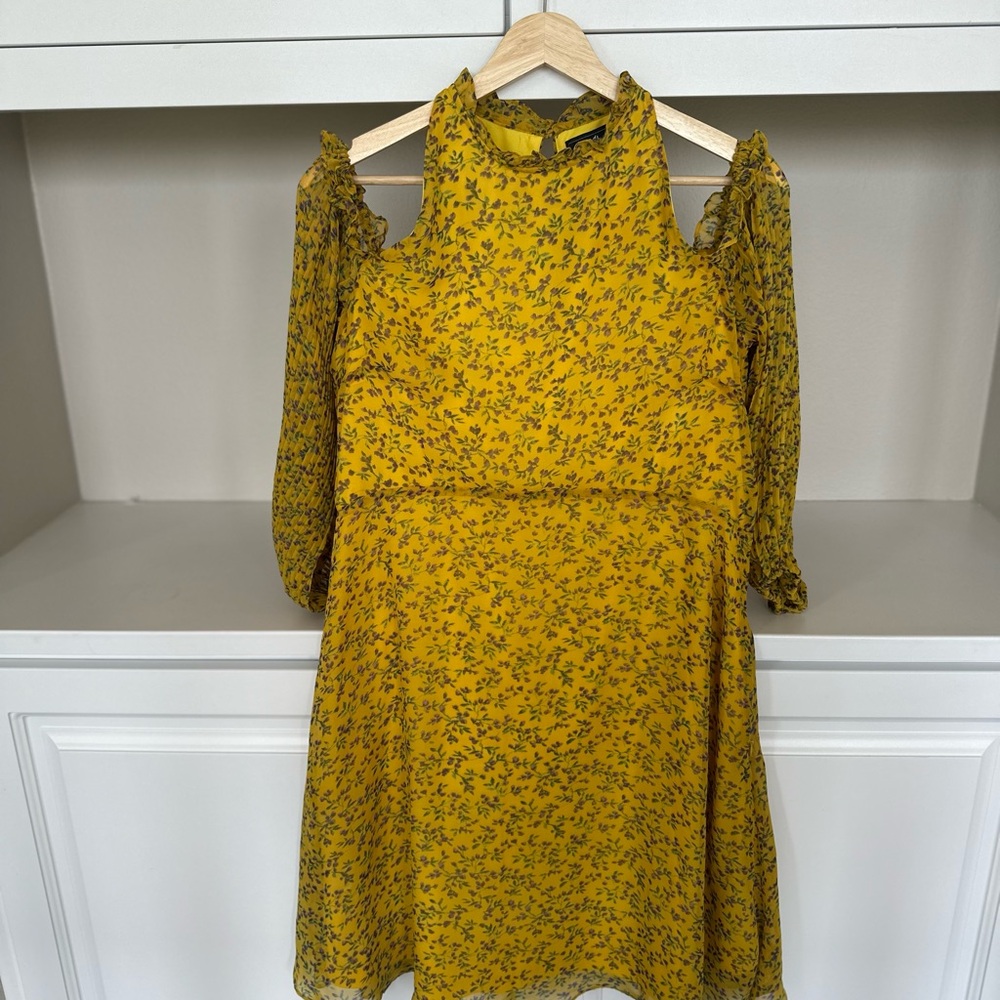 Sam Edelman Mustard Floral Long Sleeve Dress